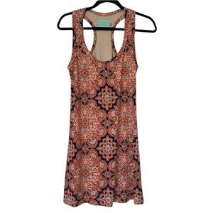 Judith March Printed Geometric Tile Racerback Dress Womens Medium